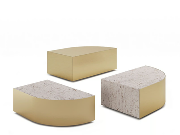 STRATA - Travertine and brass coffee table by Ginger & Jagger - view 3